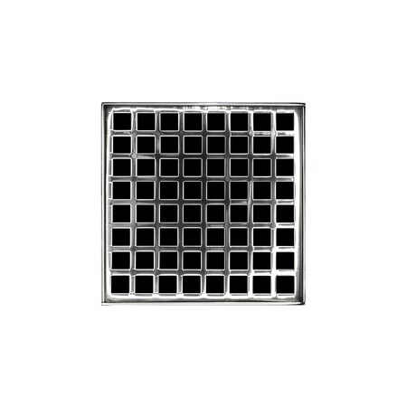 Infinity Drain 5"x5"Strainer W/ Sq Pattern Decorative Plate and 2" Throat-PS for QD 5 Q_5_PS